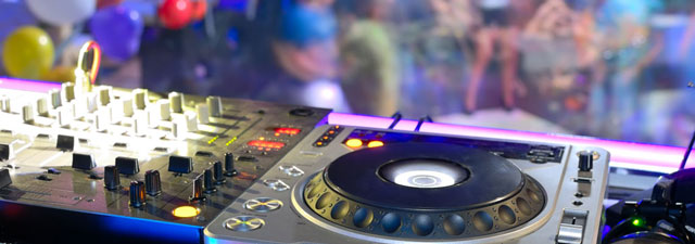 DJ decks at social club party event